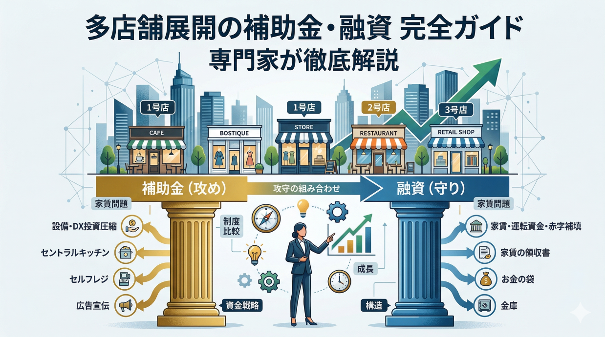 【多店舗展開の補助金・融資完全ガイド】家賃問題・制度比較・資金戦略まで専門家が徹底解説