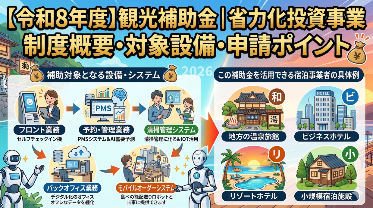 【令和8年度】観光地・観光産業における省力化投資補助事業｜制度概要・対象設備・申請ポイント
