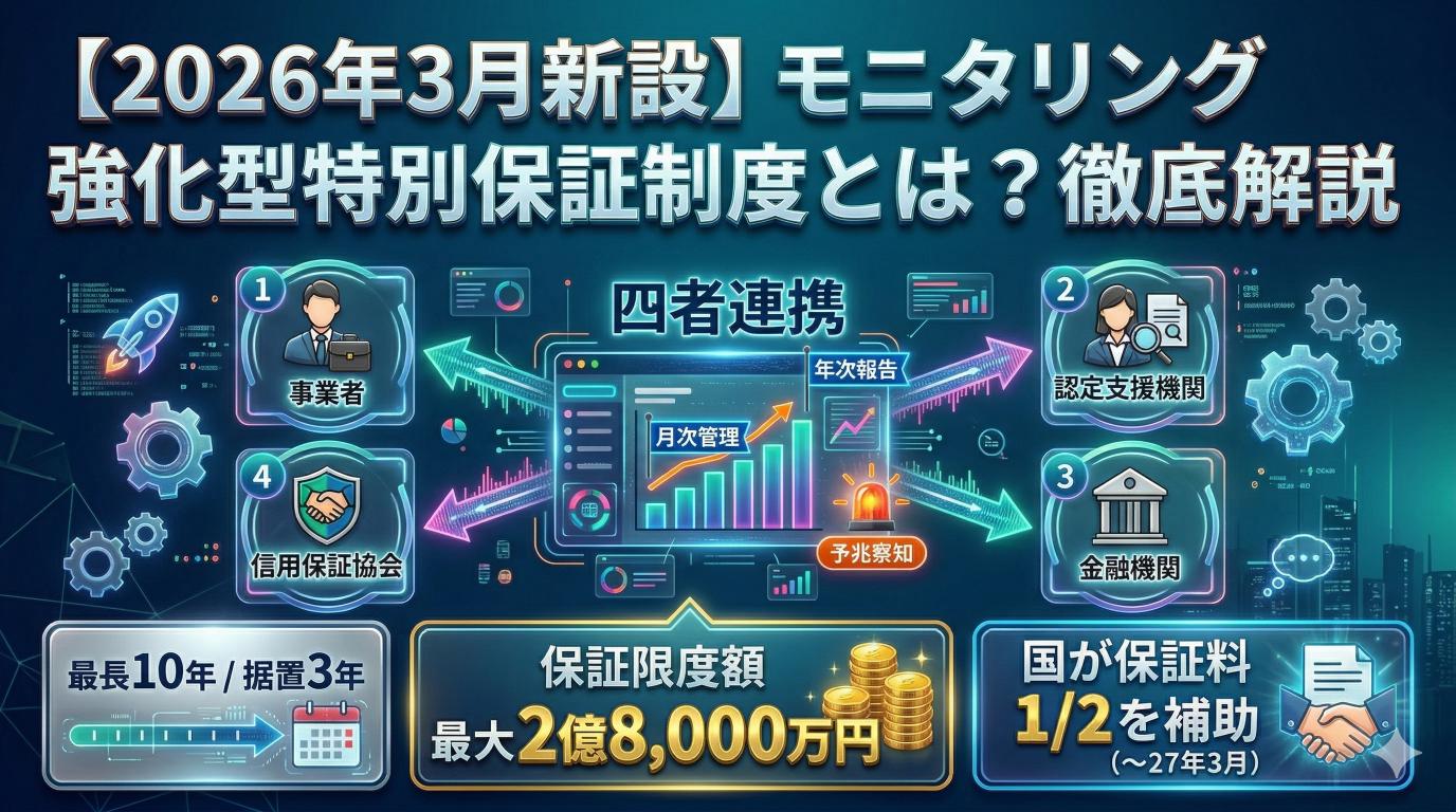 【2026年3月新設】モニタリング強化型特別保証制度とは？仕組み・要件・保証料・活用法を徹底解説