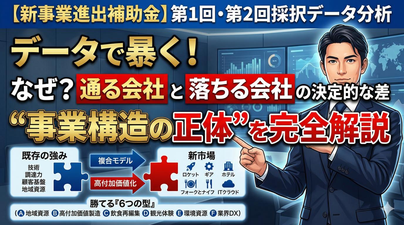 【新事業進出補助金】第1回・第2回採択データから判明 なぜあの会社は通るのか？“事業構造の正体”