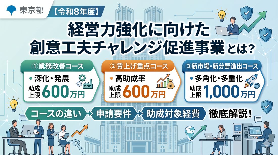 【令和8年度】経営力強化に向けた創意工夫チャレンジ促進事業とは？業務改善コース・賃上げ重点コース・新市場進出コースの違い・申請要件・助成対象経費を徹底解説
