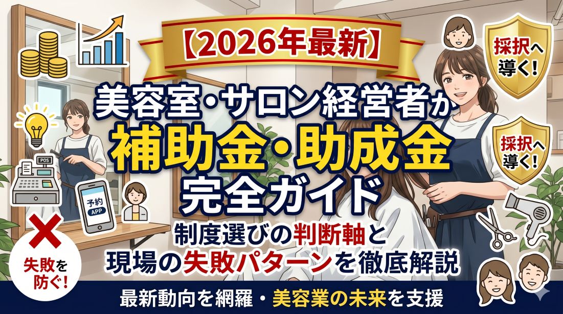 【2026年最新】美容室・サロン経営者が使える補助金・助成金完全ガイド｜制度選びの判断軸と現場の失敗パターンを徹底解説