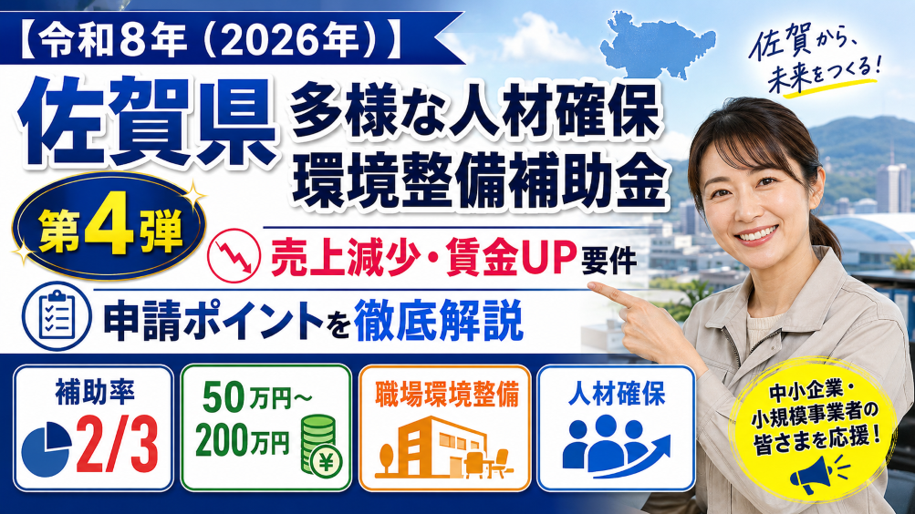 【令和8年（2026年）】佐賀県多様な人材確保環境整備補助金（第4弾）｜売上減少・賃金UP要件と申請のポイントを徹底解説