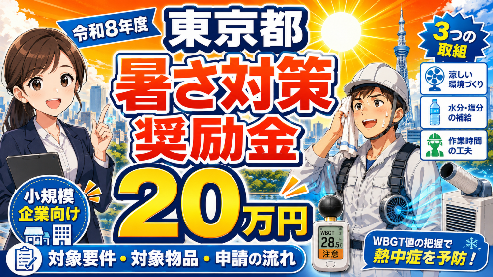 【令和8年度・東京都】暑さに配慮した職場環境づくり奨励金20万円｜対象要件・対象物品・申請の流れを徹底解説
