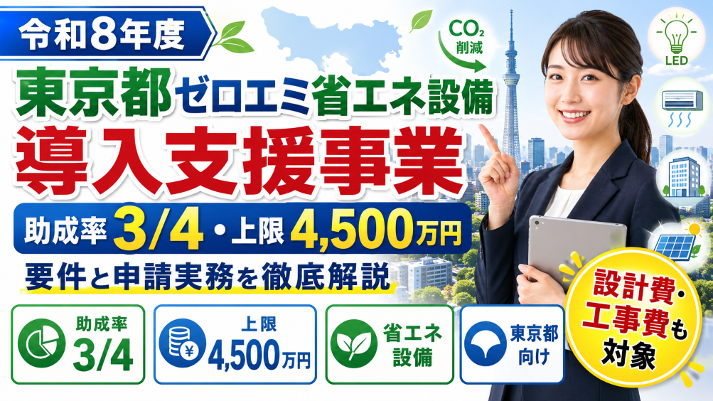 【令和8年度】東京都ゼロエミ省エネ設備導入支援事業｜助成率3/4・上限4,500万円の要件と申請実務を徹底解説