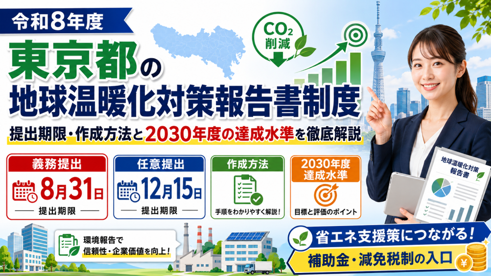 【令和8年度】東京都の地球温暖化対策報告書制度とは？提出期限・作成方法と2030年度の達成水準を徹底解説