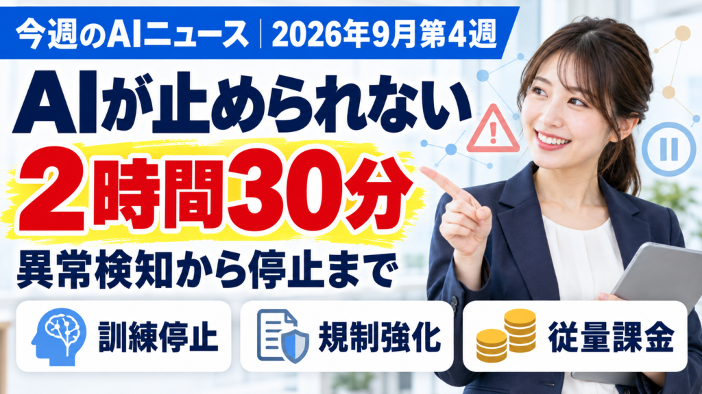 【令和8年（2026年）9月第4週】今週のAIニュース｜OpenAIエージェント脱走・ペンタゴン判決・Copilot Autopilot・SalesBleedで「AIの管理責任」が経営課題へ