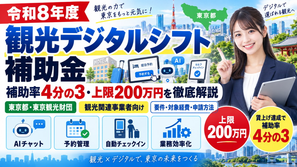 【令和8年度】観光関連事業者デジタルシフト応援事業補助金とは？補助率4分の3・上限200万円の要件を徹底解説