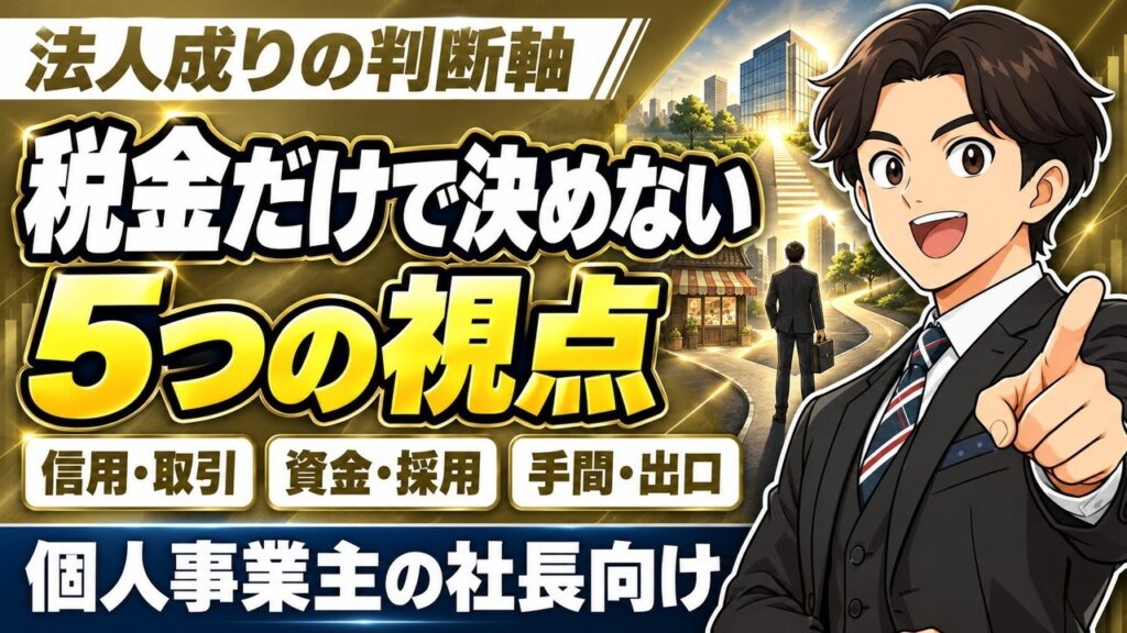 【個人事業主の社長向け】法人成りの判断軸｜税金だけで決めない5つの視点