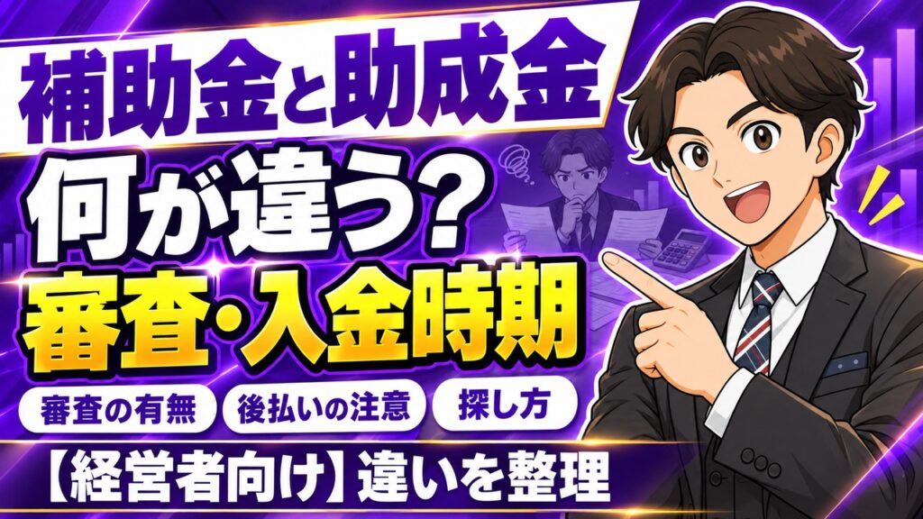 【経営者向け】補助金と助成金の違い｜もらえる条件・審査・入金時期を整理