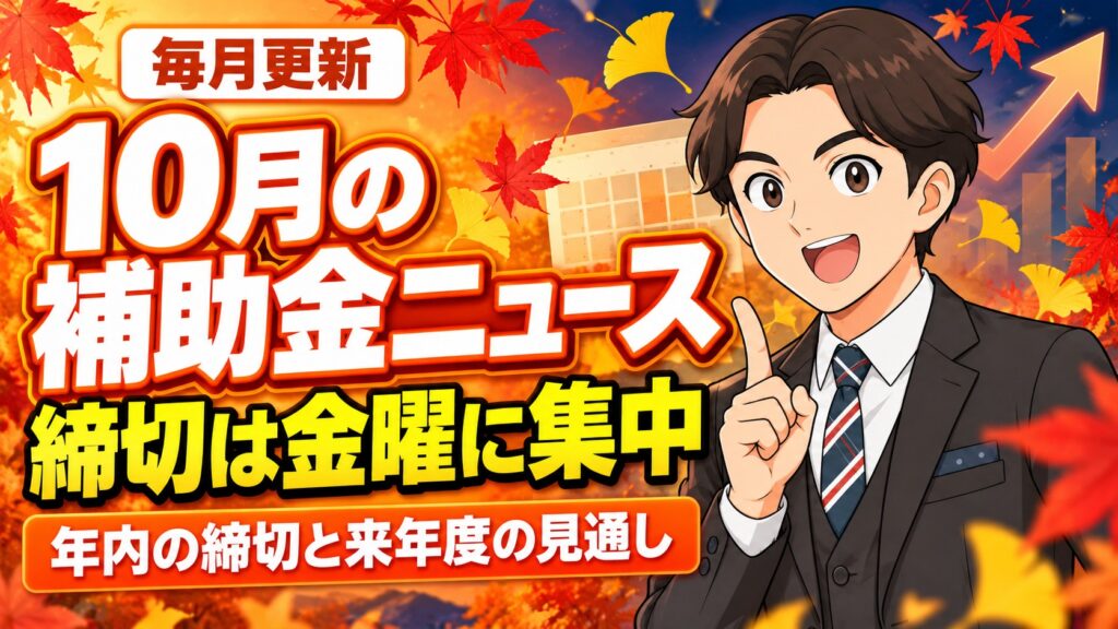 【2026年10月】補助金ニュース｜省力化第8回・新もの第1回の締切と、来年度の見通し