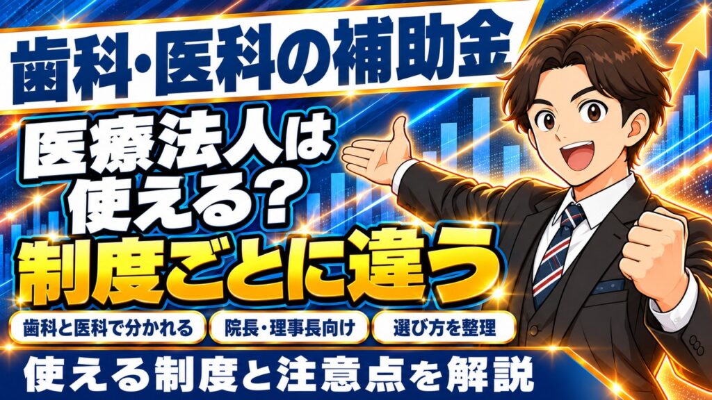 歯科・医科が使える補助金 完全ガイド｜医療法人と個人開設で変わる制度の選び方