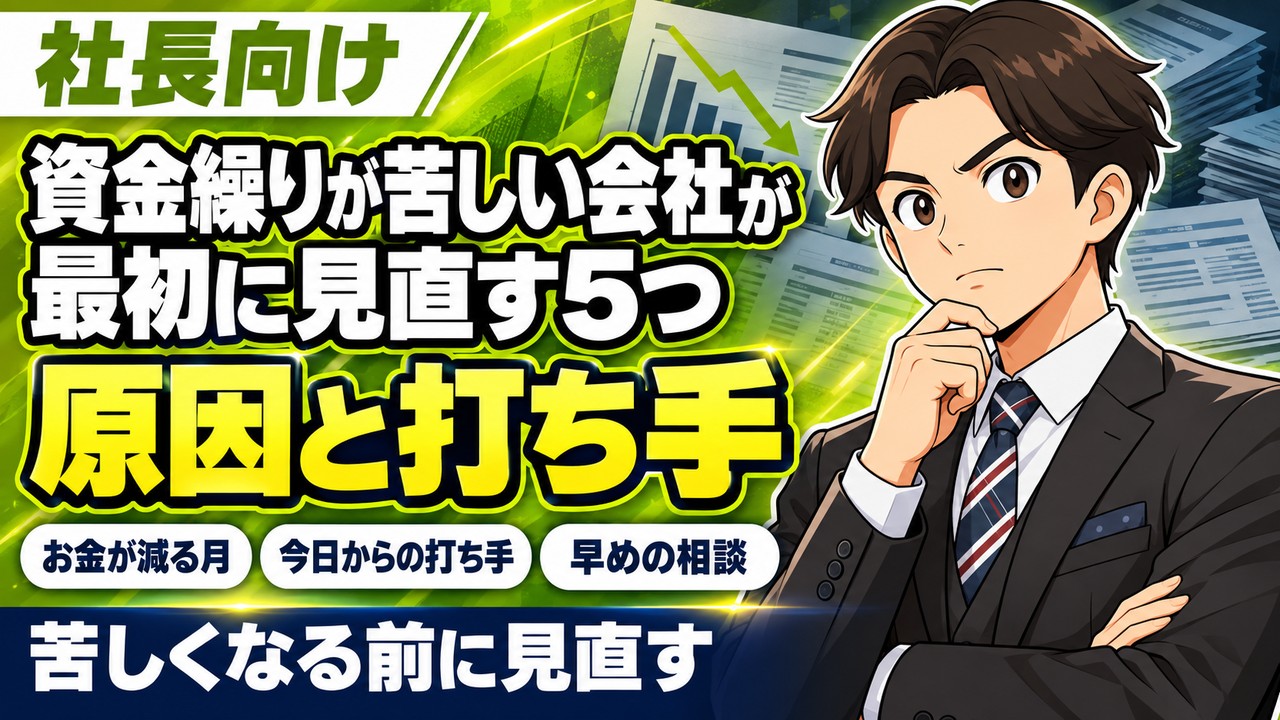 【経営者向け】資金繰りが苦しい会社が最初に見直す5つのこと｜原因の見つけ方と打ち手