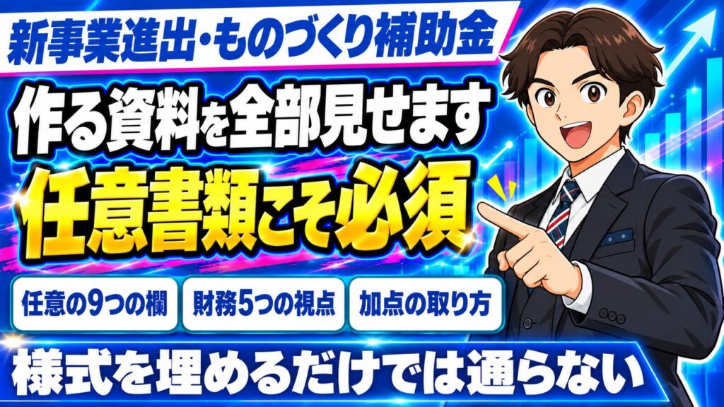 【令和8年（2026年）】新もの（新事業進出・ものづくり補助金）事業計画で作る資料｜任意書類9つの欄・財務・加点