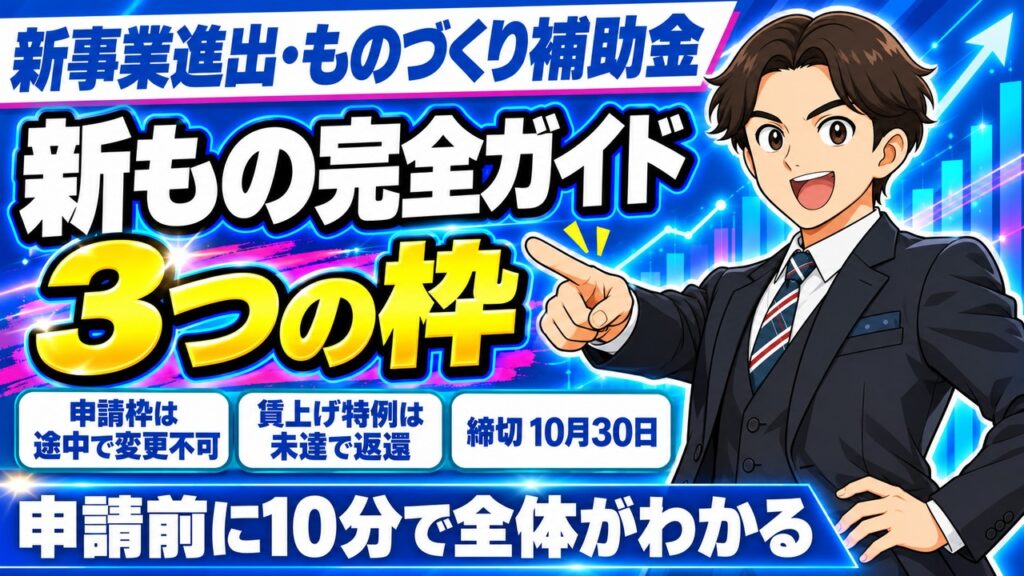 【令和8年（2026年）10月】新事業進出・ものづくり補助金（新もの）完全ガイド｜3つの枠・要件・申請の中身を解説
