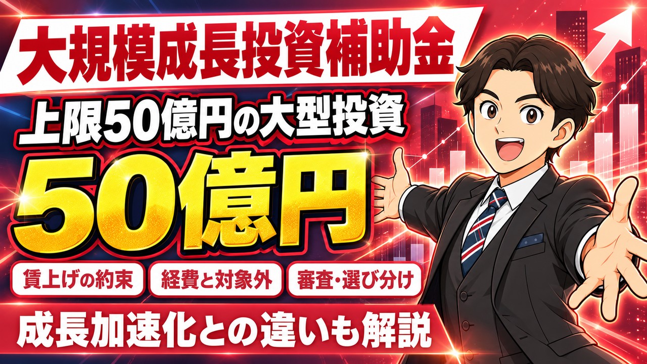 【大規模成長投資補助金】完全ガイド｜上限50億円・賃上げの約束・対象経費・審査・成長加速化との選び分け